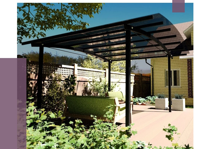 Навесы для террасы в Славгороде от 13261 руб. под ключ | ПРОЛЁТ-Слд